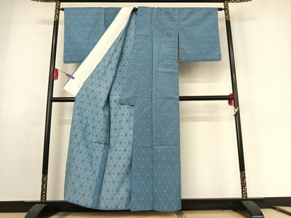 平和屋着物▽上質な小紋 単衣 幾何学文様 正絹 逸品 AABE9330jh