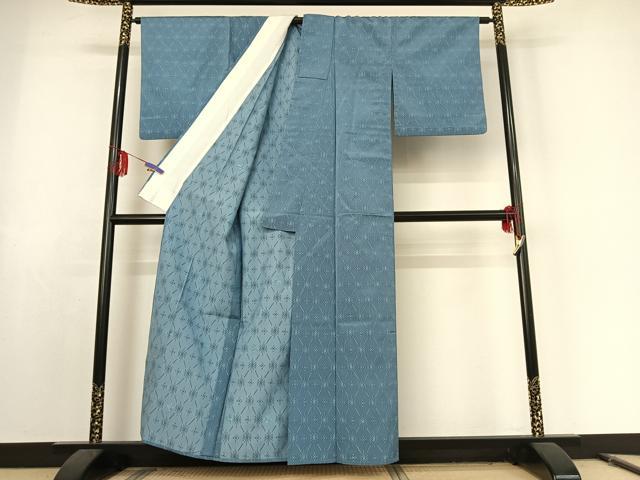 平和屋着物▽上質な小紋 単衣 幾何学文様 正絹 逸品 AABE9330jh