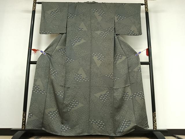 平和屋着物▽江戸小紋 単衣 切り嵌め花鳥文 正絹 逸品 AABE9331jh