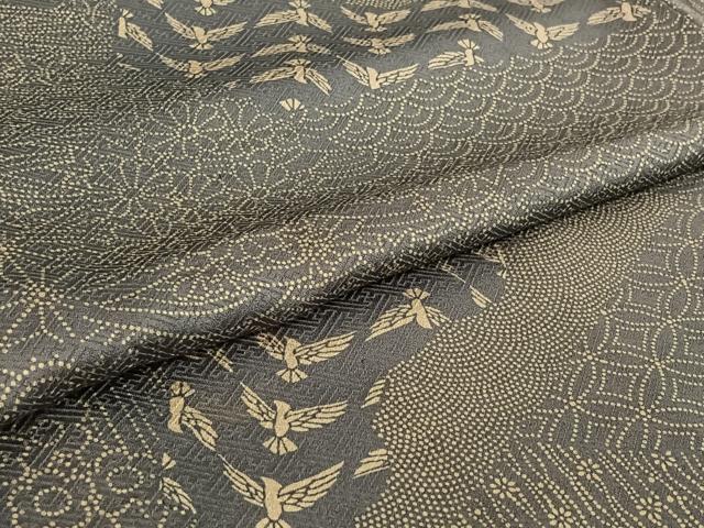 平和屋着物▽江戸小紋 単衣 切り嵌め花鳥文 正絹 逸品 AABE9331jh
