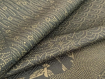 平和屋着物▽江戸小紋 単衣 切り嵌め花鳥文 正絹 逸品 AABE9331jh