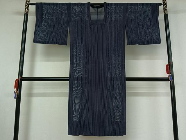 平和屋着物▽道行コート スリーシーズン 春夏秋 塵除け 縞 正絹 逸品 AABE9336jh