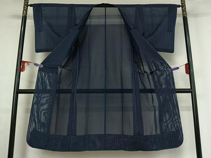 平和屋着物▽道行コート スリーシーズン 春夏秋 塵除け 縞 正絹 逸品 AABE9336jh