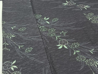 平和屋着物▽上質な小紋 単衣 草花文 正絹 逸品 AABE9340jh