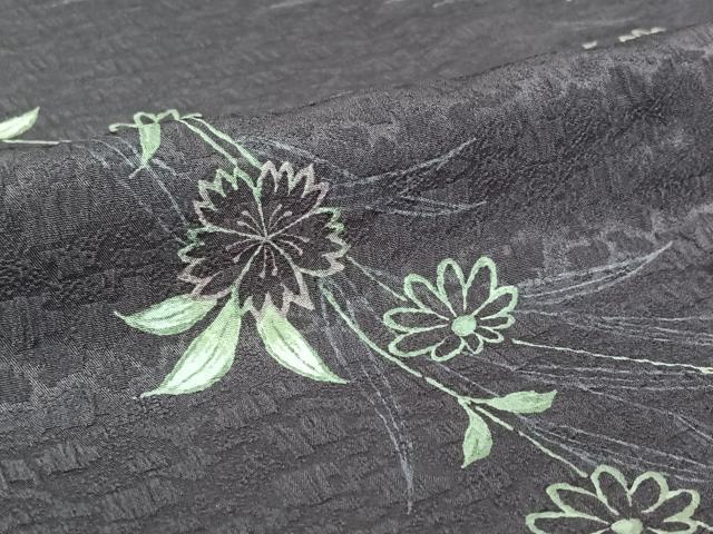 平和屋着物▽上質な小紋 単衣 草花文 正絹 逸品 AABE9340jh