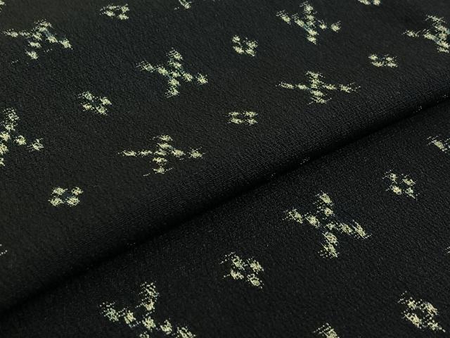 平和屋着物▽お召　単衣　幾何学文様　正絹　逸品　AABE9343jh