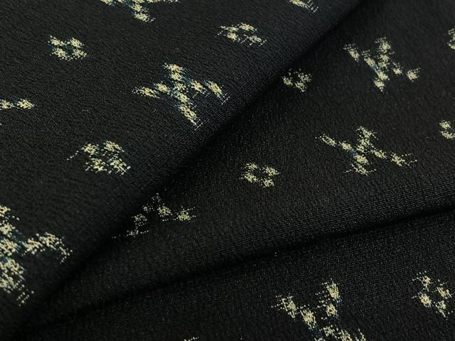 平和屋着物▽お召　単衣　幾何学文様　正絹　逸品　AABE9343jh