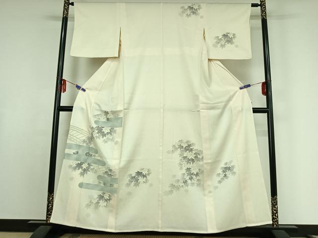 平和屋着物▽訪問着　単衣　紅葉　金彩　正絹　逸品　AABE9344jh
