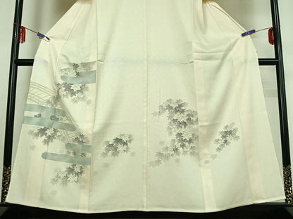 平和屋着物▽訪問着　単衣　紅葉　金彩　正絹　逸品　AABE9344jh