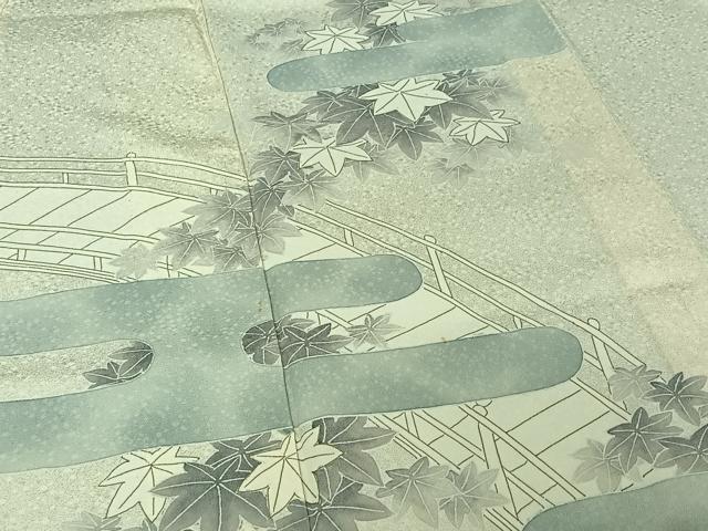 平和屋着物▽訪問着　単衣　紅葉　金彩　正絹　逸品　AABE9344jh
