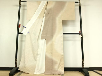 平和屋着物▽本塩沢 やまだ織 訪問着 染色作家 桐村博 訪問着 単衣 横段文 暈し染め 正絹 逸品 AABE9347jh