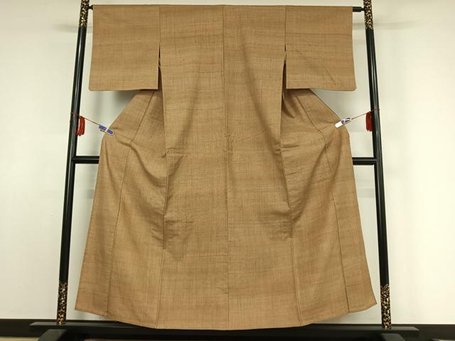 平和屋着物▽上質な紬 単衣 横段文 正絹 逸品 AABE9348jh