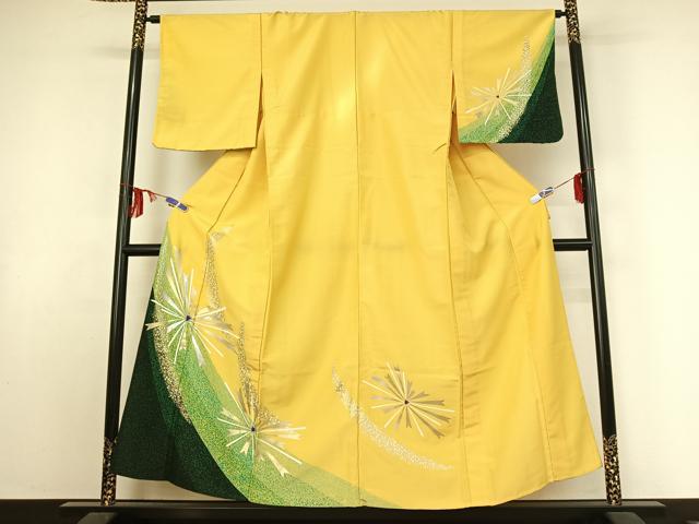 平和屋着物▽訪問着　単衣　舞花文　金銀彩　洗える着物　AABE9353jh