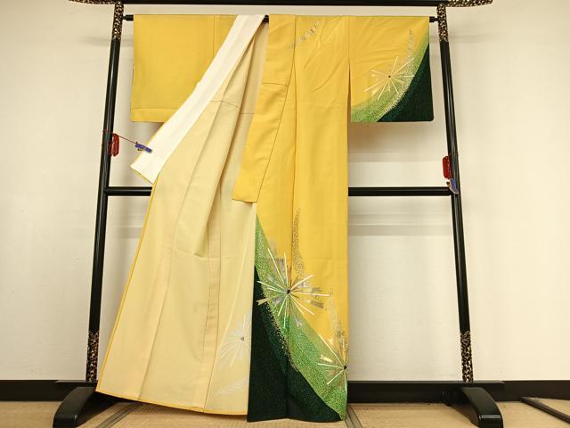 平和屋着物▽訪問着　単衣　舞花文　金銀彩　洗える着物　AABE9354jh 平和屋着物▽訪問着 単衣 舞花文 金銀彩 洗える着物 AABE9354jh