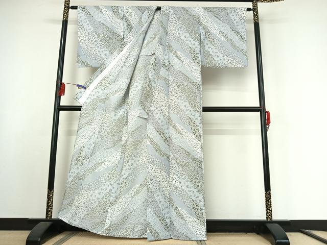 平和屋着物▽小紋 単衣 草花文 洗える着物 AABE9355jh