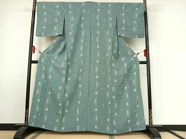 平和屋着物▽小紋 単衣 幾何学文様 洗える着物 AABE9359jh