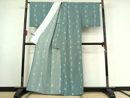 平和屋着物▽小紋 単衣 幾何学文様 洗える着物 AABE9359jh