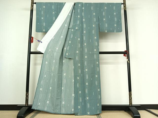 平和屋着物▽小紋 単衣 幾何学文様 洗える着物 AABE9359jh