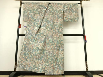 平和屋着物▽小紋 単衣 辻が花 洗える着物 AABE9360jh
