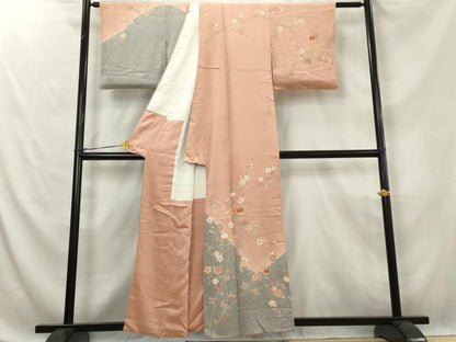 平和屋着物■訪問着 枝梅文 暈し染め 金彩 正絹 逸品 AABE9386tn