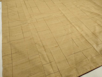 平和屋着物■上質な紬　格子　反端付き　正絹　逸品　AABE9388tn