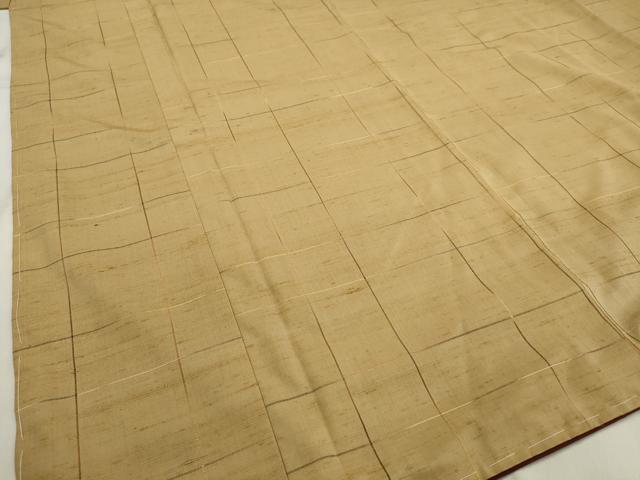 平和屋着物■上質な紬　格子　反端付き　正絹　逸品　AABE9388tn