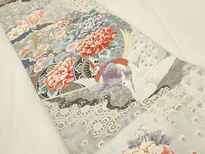 平和屋着物▼六通柄袋帯　唐織　孔雀花文　金銀糸　正絹　逸品　AABE9578wj