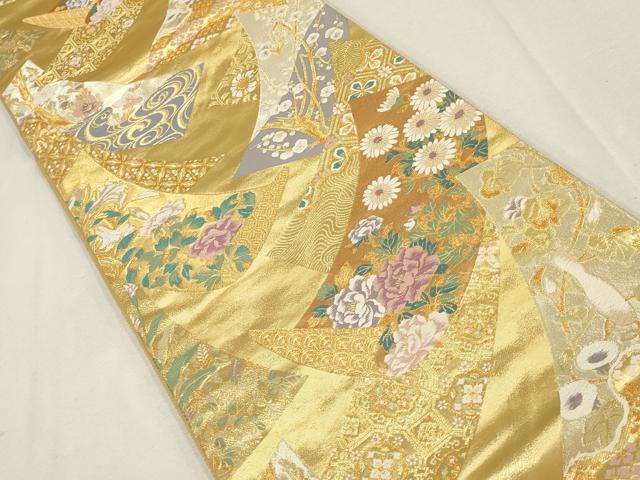 平和屋着物▼六通柄袋帯　唐織　宗達草花図　金銀糸　正絹　逸品　AABE9660wj