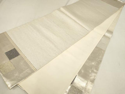 平和屋着物▼六通柄袋帯　色紙文　金彩　引箔　正絹　逸品　AABE9853wj