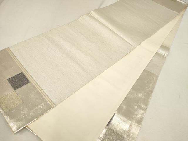 平和屋着物▼六通柄袋帯　色紙文　金彩　引箔　正絹　逸品　AABE9853wj