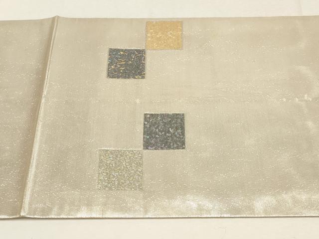 平和屋着物▼六通柄袋帯　色紙文　金彩　引箔　正絹　逸品　AABE9853wj