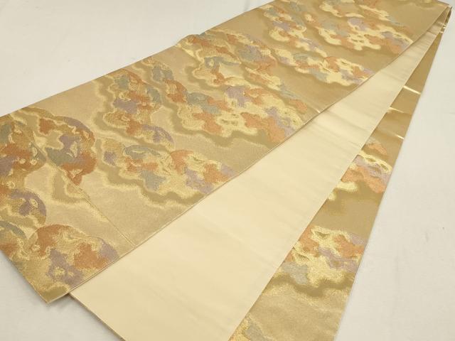 平和屋着物▼六通柄袋帯　霞文　金糸　正絹　逸品　AABE9860wj