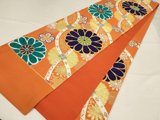 平和屋着物▼西陣 樹謹製 六通柄袋帯 モール 舞花文 金糸 正絹 逸品 AABE9985wj