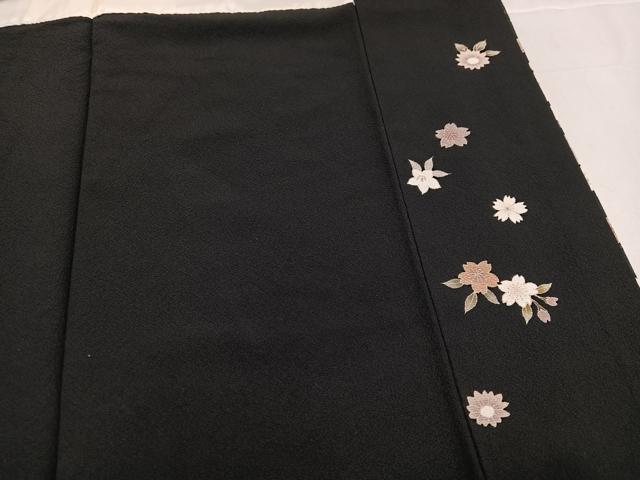 平和屋着物●訪問着　舞花文　暈し染め　黒地　金銀彩　正絹　逸品　AABF0002ph