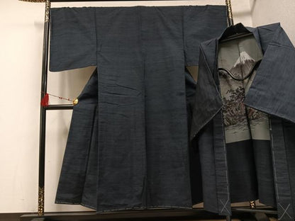 平和屋着物●男性　紬　アンサンブル　色無地　羊羹色　正絹　逸品　未使用　AABF0007ph