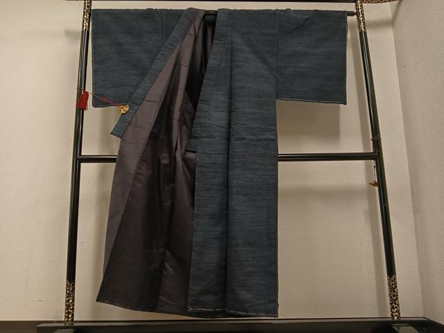 平和屋着物○男性 紬 アンサンブル 色無地 羊羹色 正絹 逸品 未使用