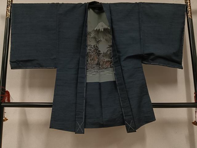 平和屋着物●男性　紬　アンサンブル　色無地　羊羹色　正絹　逸品　未使用　AABF0007ph