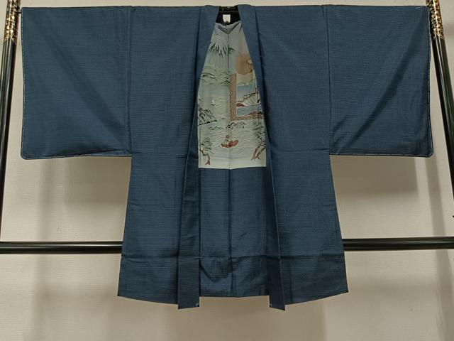 平和屋着物●男性　本場大島紬　アンサンブル　格子　証紙付き　正絹　逸品　未使用　AABF0010ph