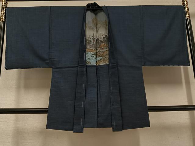 平和屋着物●男性　本場大島紬　アンサンブル　100亀甲　総詰め　正絹　逸品　未使用　AABF0011ph