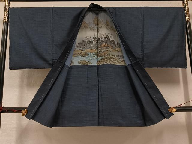 平和屋着物●男性　本場大島紬　アンサンブル　100亀甲　総詰め　正絹　逸品　未使用　AABF0011ph