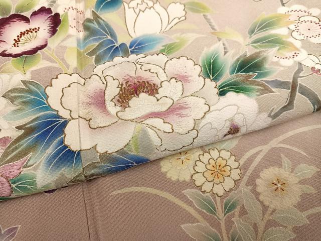 平和屋着物●訪問着　友禅　刺繍　飾花文　暈し染め　金彩　正絹　逸品　AABF0014ph