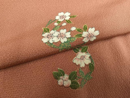 平和屋着物●上質な小紋　草花文　正絹　逸品　未使用　AABF0015ph