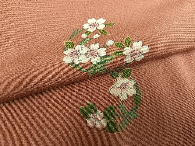 平和屋着物●上質な小紋　草花文　正絹　逸品　未使用　AABF0015ph