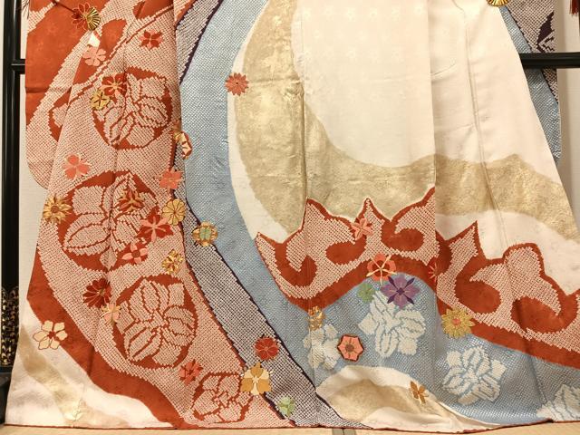 平和屋着物●豪華振袖　駒刺繍　絞り　舞花文　金銀彩　正絹　逸品　AABF0020ph 平和屋着物○豪華振袖 駒刺繍 絞り 舞花文 金銀彩 正絹 逸品 AABF0020ph