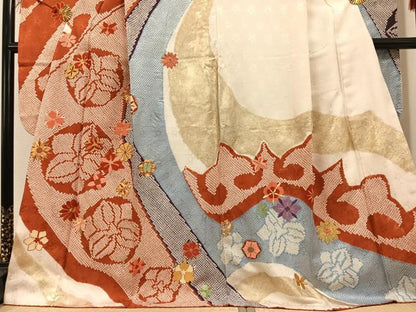 平和屋着物●豪華振袖　駒刺繍　絞り　舞花文　金銀彩　正絹　逸品　AABF0020ph