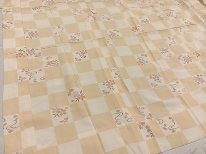 平和屋着物●長襦袢　無双仕立て　市松桜文　正絹　逸品　AABF0023ph