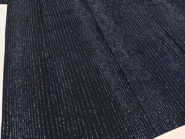 平和屋着物○上質な小紋 本藍 ろうけつ染 間道 正絹 逸品