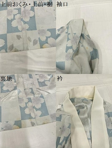 平和屋着物●長襦袢　無双仕立て　市松桜文　正絹　逸品　AABF0027ph 平和屋着物○長襦袢 無双仕立て 市松桜文 正絹 逸品 AABF0027ph