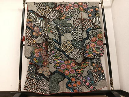 平和屋着物●豪華振袖　総絞り　吉祥草花文　金彩　正絹　逸品　AABF0028ph