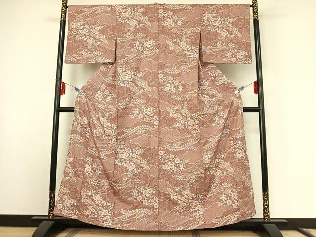 平和屋着物▽小紋　単衣　辻が花　洗える着物　AABF0081jh